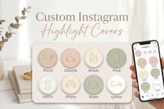 design aesthetic custom instagram highlight covers
