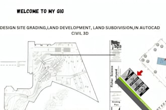 create site grading plan, contour map for land development, drainage design