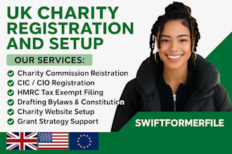 register UK charity with the charity commission or help with nonprofit setup