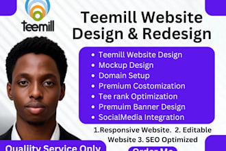 design teemill website print on demand website product upload SEO optimized