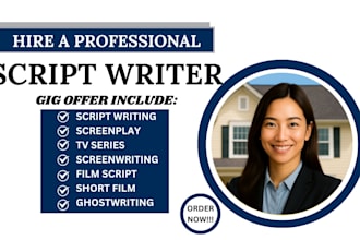 write movie script, youtube script, movie recap, screenplay, short film