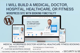 design medical healthcare fitness wordpress website automation with booking form