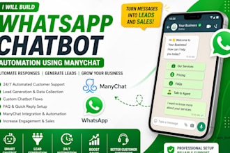 develop whatsapp chatbot, whatsapp automation with manychat