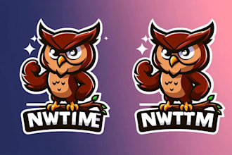 make a brown owl mascot logo for you with new concept