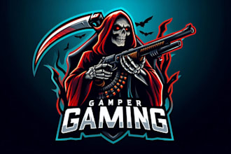 make an amazing grim reaper gaming mascot logo design in one day
