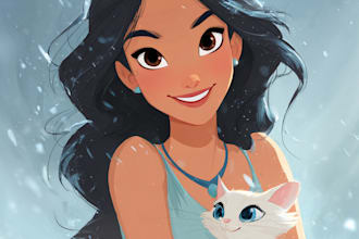 draw disney cartoon illustration for you