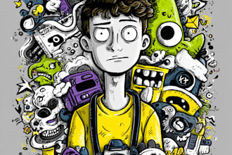 draw cute doodle and doodle art ilustration for any purpose