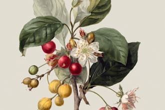 do botanical illustration with hand drawn for you