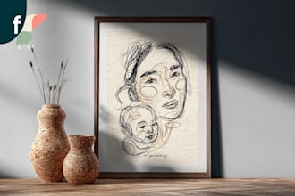 make scribble art, abstract line portrait art