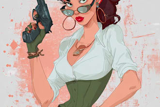 create a pin up girl and pin up girl illustration