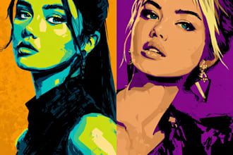 draw a professional pop art portrait