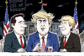 create a political or satirical cartoon