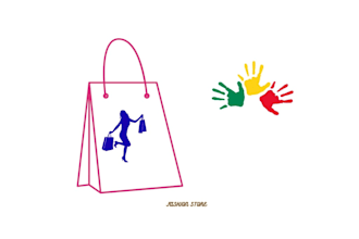design a colorful fashion store logo with shopping elements