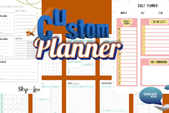 design custom printable, editable planner, workbook design custom planner design