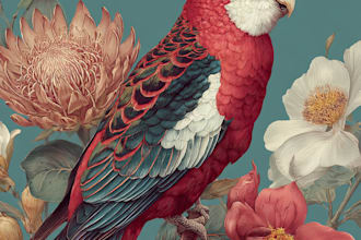illustrate botanical and animal linocut vector illustration