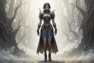 draw realistic fantasy horror character and concept art