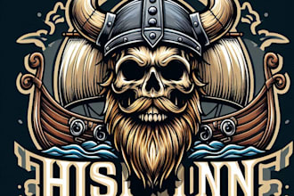 design high quality vintage viking logo with t shirt design