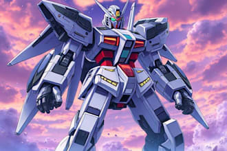 draw mecha robot,armor,gundam in anime or realism style
