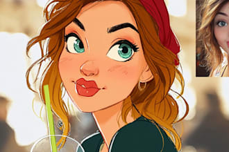 draw your portrait in charming disney animation style