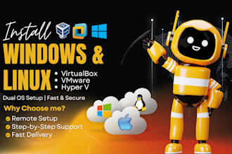 install window or linux on vmware, hyper v and virtualbox