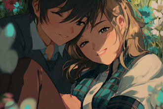 draw anime fanart, digital art, vtuber, couple art and cartoon for you