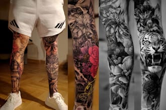 create a tattoo design for leg sleeve