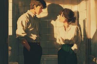 create a anime couple character art anime style