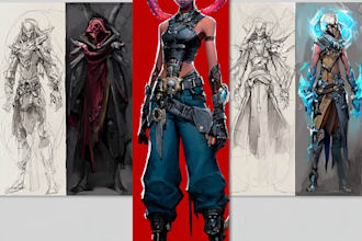 create concept art, character design and illustration