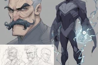 create concept art superhero character for comics cartoon