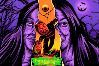 create psychedelic stoner illustration, album cover, etc