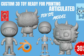 convert 2d to 3d articulated toy model, 3d plush toy model anime figure 3d print