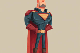 desing you as a superhero comic cartoon character