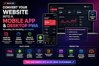 convert your website into a mobile app and desktop pwa