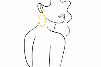 create romantic and feminine custom line art illustration