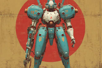 do anime style mecha robot illustrations