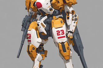 custom futuristic mecha robot character illustration art