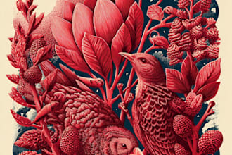 draw an animal and botanical illustration