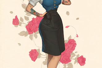 draw a pin up girl and pin up girl illustration