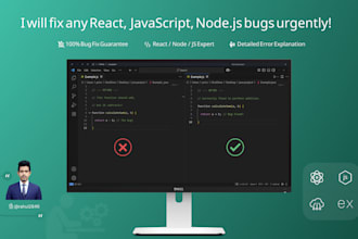 urgently solve your javascript, react, nodejs bugs