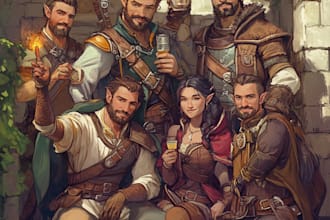 do fantasy dnd party and scifi monster design character sheet game concept art