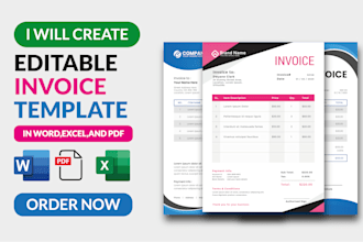 design editable invoice template in word, excel, and PDF
