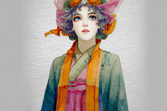 make a digital watercolor  character art or furry for you