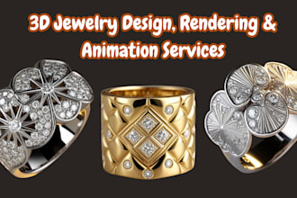 do 3d jewelry design, rings, pendant, necklace jewelry model, jewelry rendering