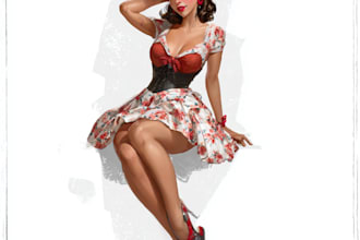 pin up girl and pin up girl illustrationg