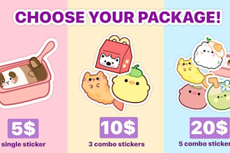 draw cute kawaii doodles, stickers illustration