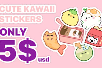 draw cute kawaii doodles, stickers illustration