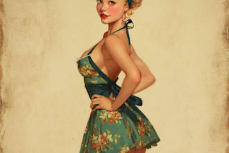 draw a pin up girl and pin up girl illustration