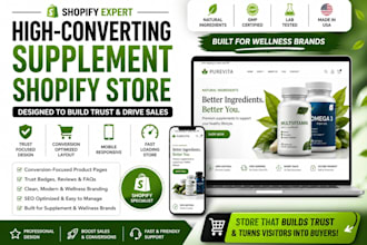 design a high converting shopify supplement store for wellness brands