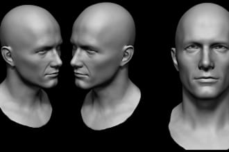 sculpt printable 3d head, 3d head sculpting, 3d head bust, 3d bust model