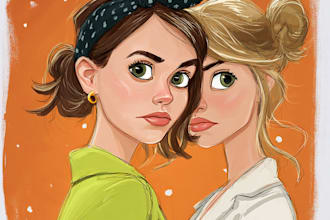make a disney cartoon portrait art for you